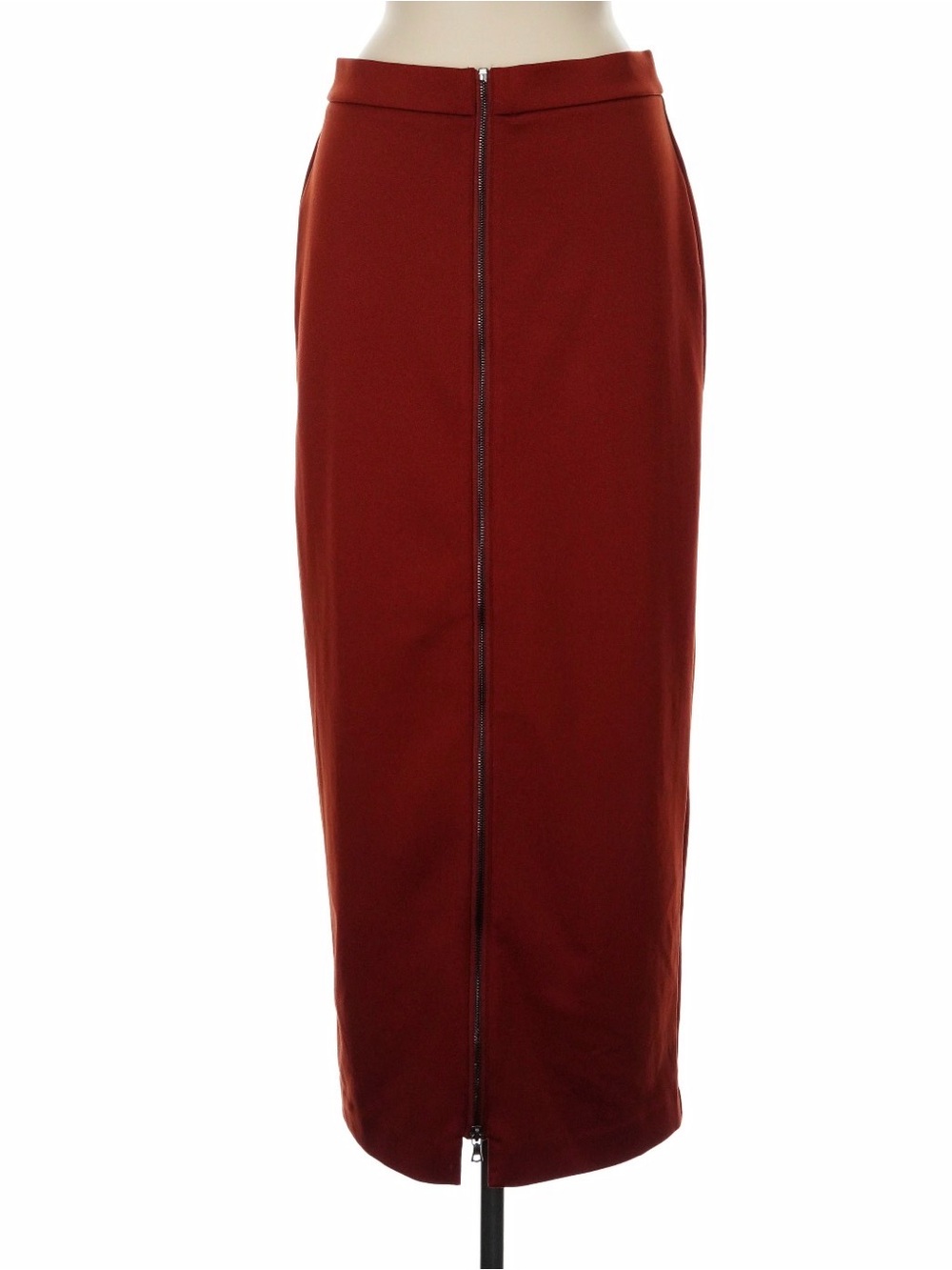 Kenneth Cole Burgundy Front‑Zip Pencil Skirt Sz 6